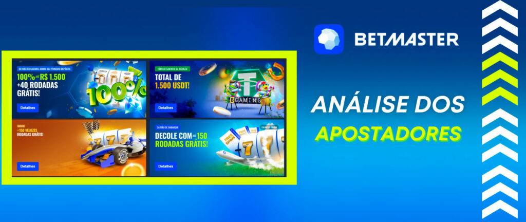 Várias promoções oferecidas pelo betmaster